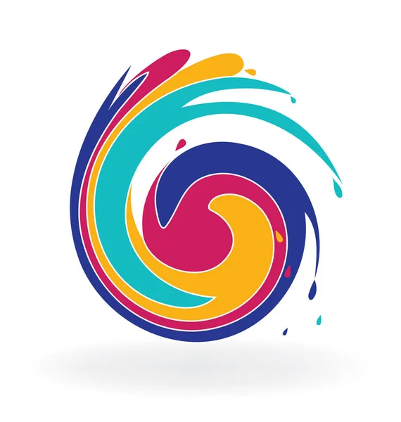 Swirly colorido olas icono logo — Vector de stock