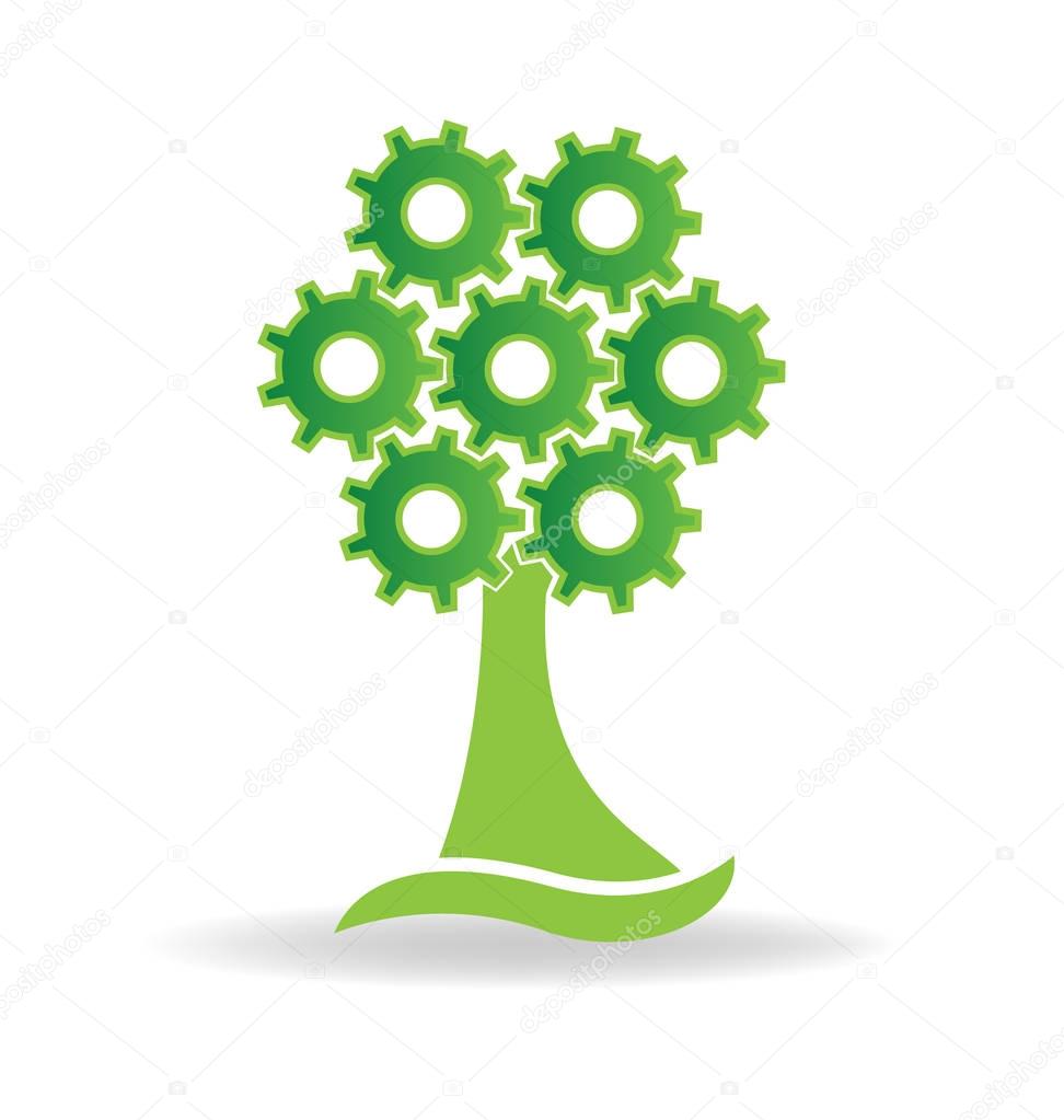 Logo nature ecology tree gears logo