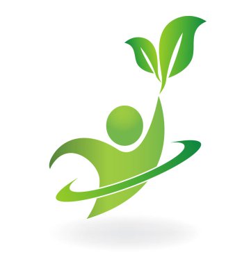 Sağlıklı doğa yaprak insanlar logosu