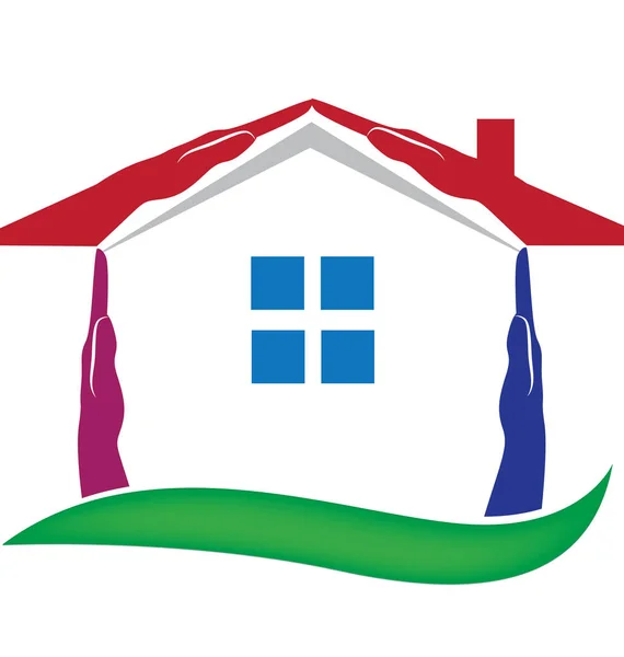 Huis handen voor onroerend goed logo — Stockvector