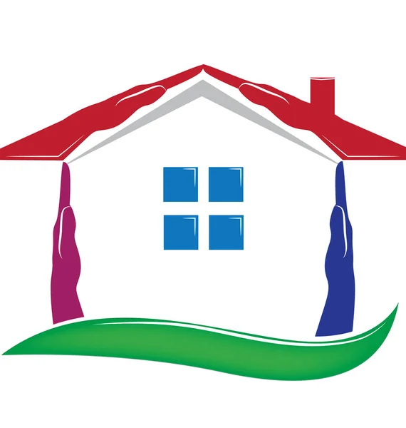 Haus Hände für Immobilien-Logo — Stockvektor