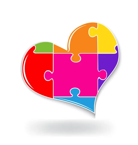 Heart love puzzle logo — Stock Vector