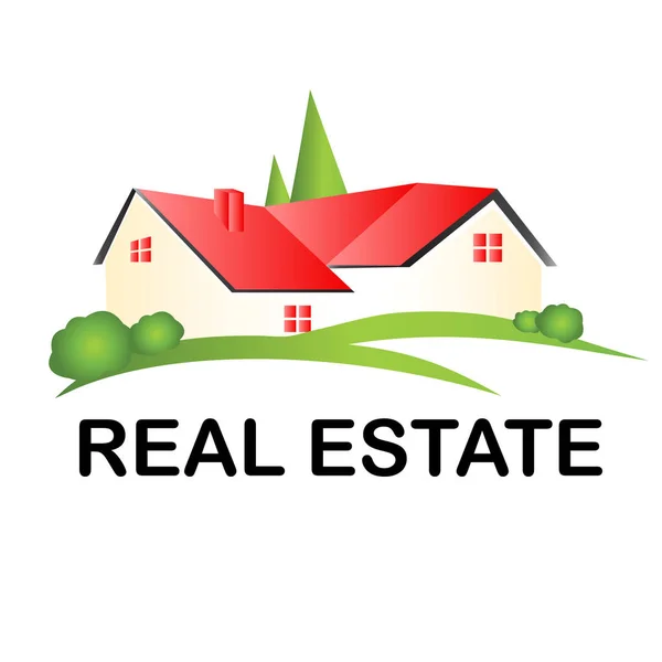 Real estate red house logo — Stock Vector