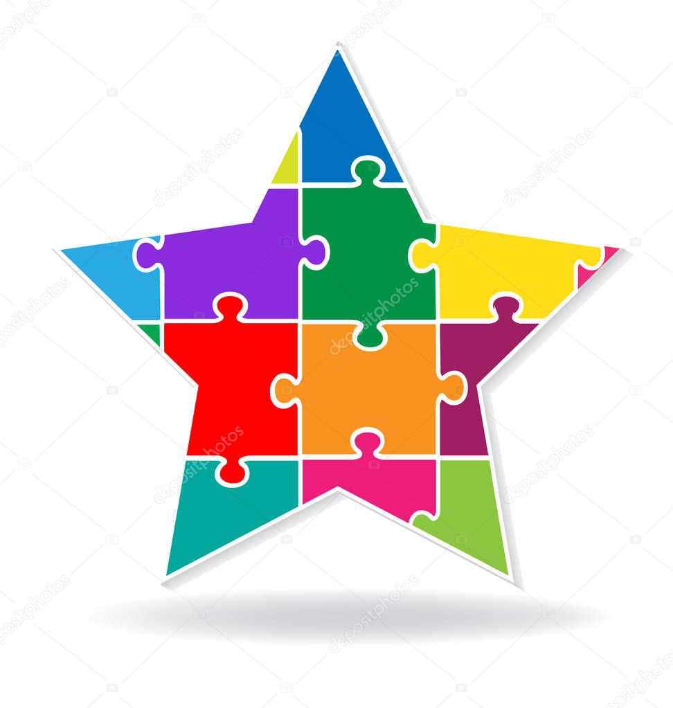 Star puzzle vector design template