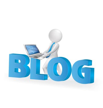 bir bilgisayar ve blog kelime ile 3D insanlar adam 