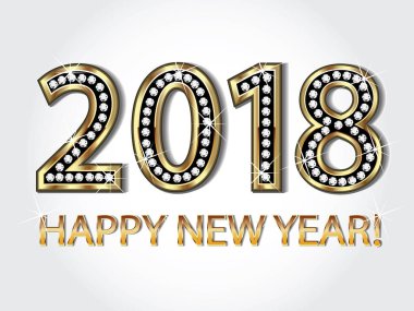 Mutlu yeni yıl 2018 altın arka plan