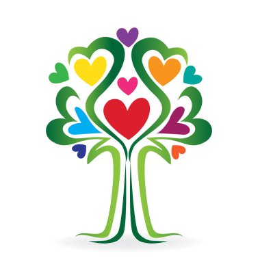 Ağaç aşk kalp aile kavramı logo 