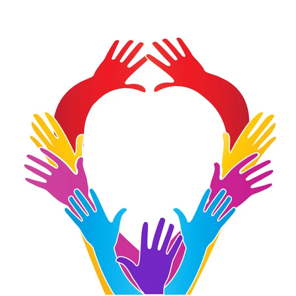 Ręce Robi Serce Miłość Kształt Logo Koncepcji Dobrowolności Wektorowa — Wektor stockowy