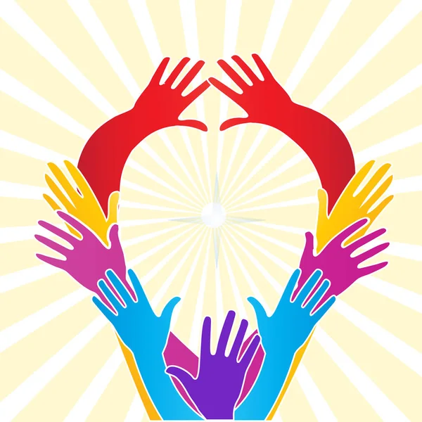 Bir Kalp Yapıyor Eller Gönüllülük Vektör Görüntü Şekli Logosu Kavramını — Stok Vektör