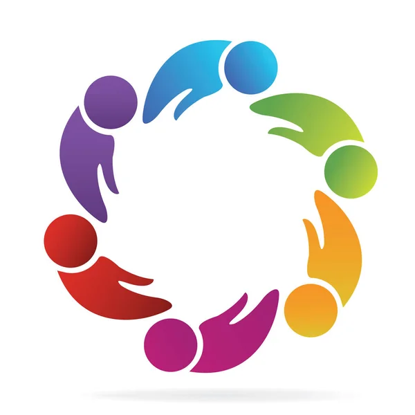 Teamwork-Hände formen Menschen-Logo — Stockvektor
