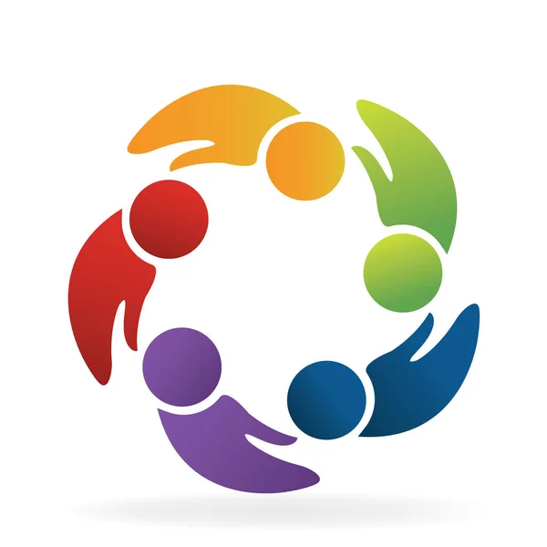 Teamwork-Hände formen Menschen-Logo — Stockvektor