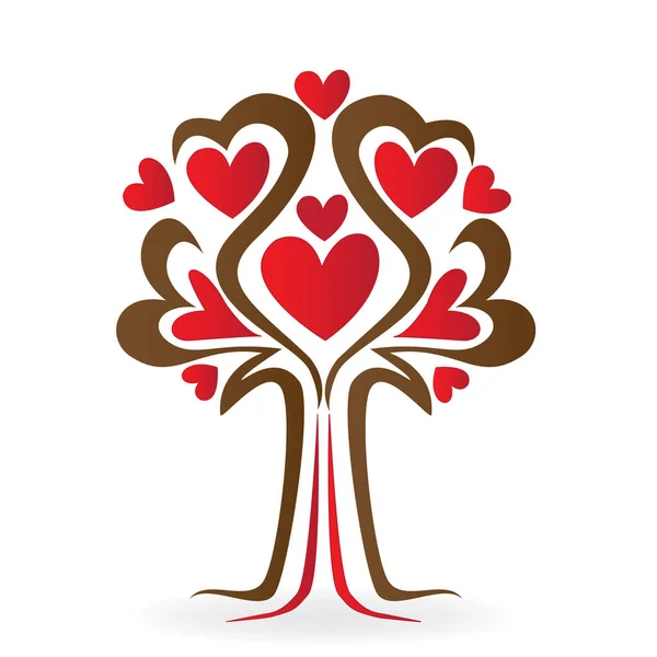 Δέντρο αγάπη καρδιά οικογένειας έννοια λογότυπο — Διανυσματικό Αρχείο