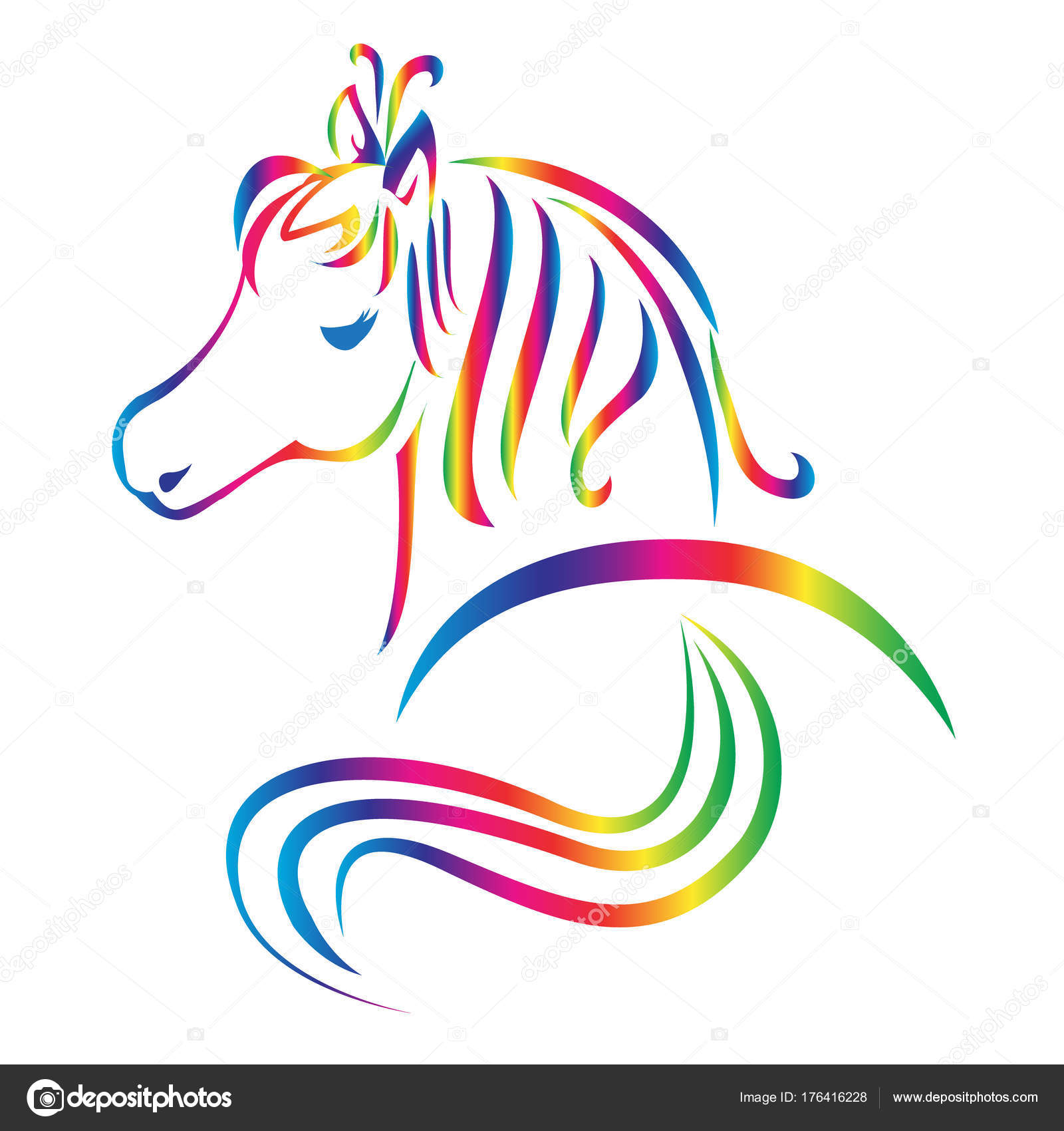 Bello Cavallo Arcobaleno Colore Logo Vettoriale — Vettoriale Stock