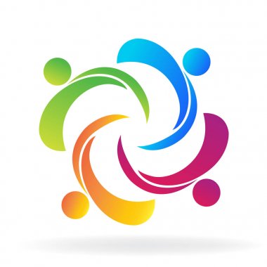 Ekip çalışması insanlar logo birlik iş kart kavramı swooshes