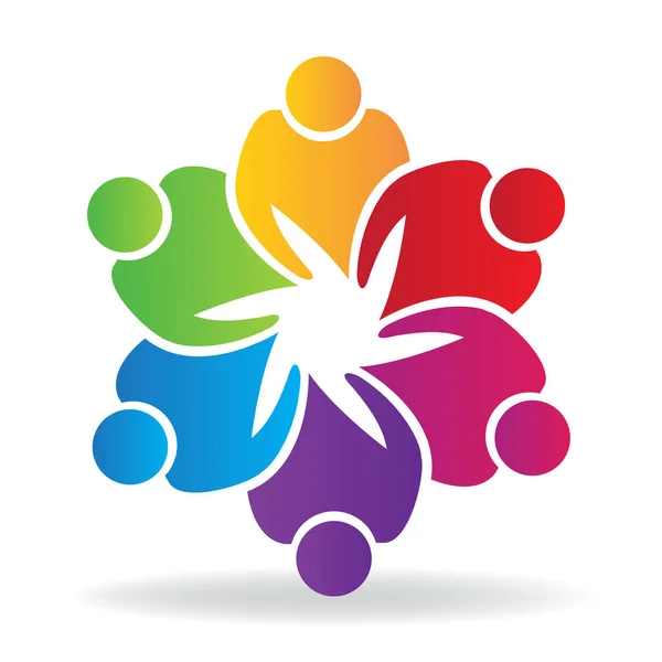 Vernetzte Teamarbeit Menschen Logo Vektor — Stockvektor