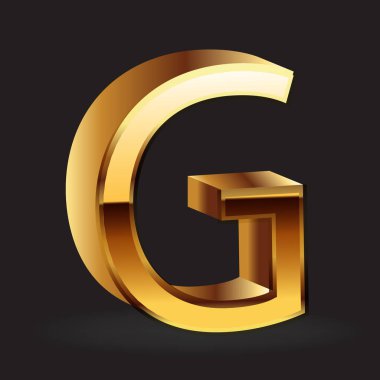 G harfi 3d altın vektör tasarımı