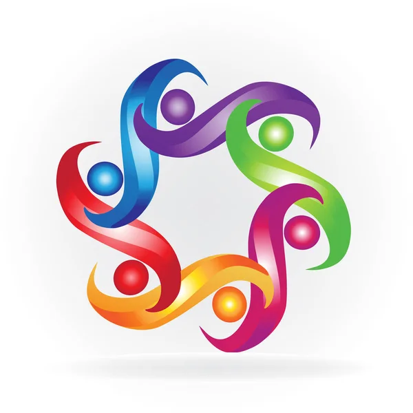 Ekip Çalışması Sarılmak Insanlar Renkli Sembol Logosu — Stok Vektör