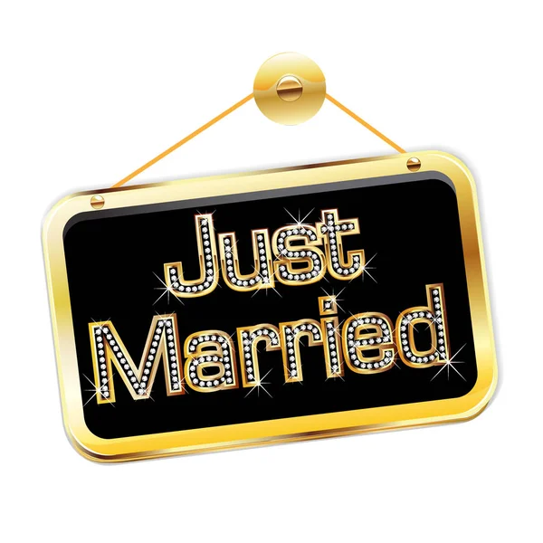 Just Married Golden Bling Bling Sign Logo Vector Image Design — Stock Vector