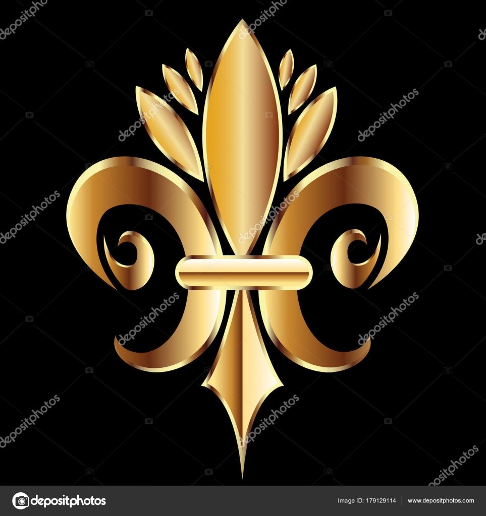 Symbol Fleur Lis New Orleans Golden Symbol Flower Logo Icon Stock ...