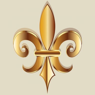 Sembol Fleur De Lis. New Orleans altın sembolü çiçek logo simge vektör görüntü şablon