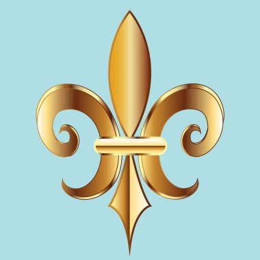 Sembol Fleur De Lis. New Orleans altın sembolü çiçek logo simge vektör görüntü şablon