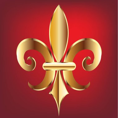 Sembol Fleur De Lis. New Orleans altın sembolü çiçek logo simge vektör görüntü şablon