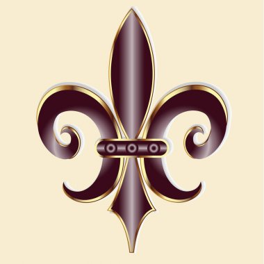 Altın Fleur De Lis. New Orleans sembol simge vektör çiçek logosu