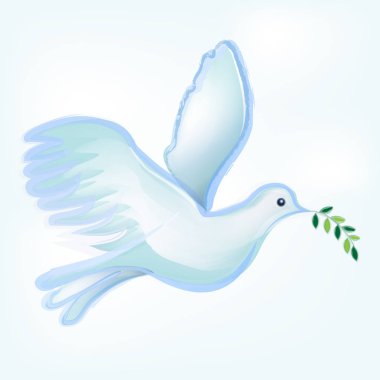 Güvercin siluet vektör logo suluboya. Katolik görüntü simgesi