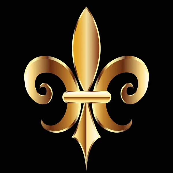 Sembol Fleur Lis New Orleans Altın Sembolü Çiçek Logo Simge — Stok Vektör