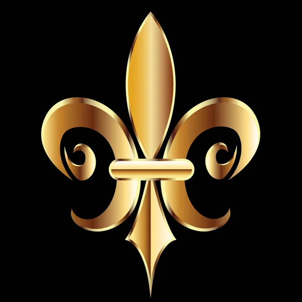 Símbolo Fleur Lis Nueva Orleans Símbolo Oro Flor Icono Icono — Vector de stock