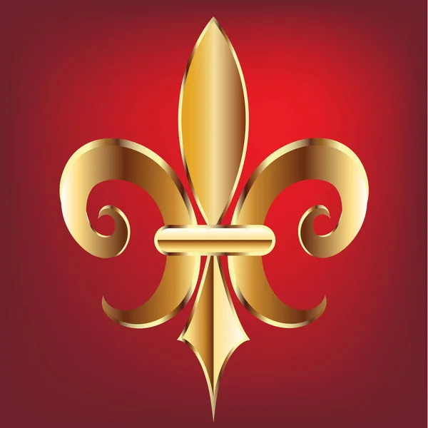 Simbolo Fleur Lis New Orleans Simbolo Oro Fiore Logo Icona — Vettoriale Stock