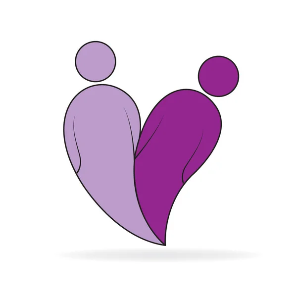 Coppia Cuore Amore Persone Logo Immagine Vettoriale — Vettoriale Stock