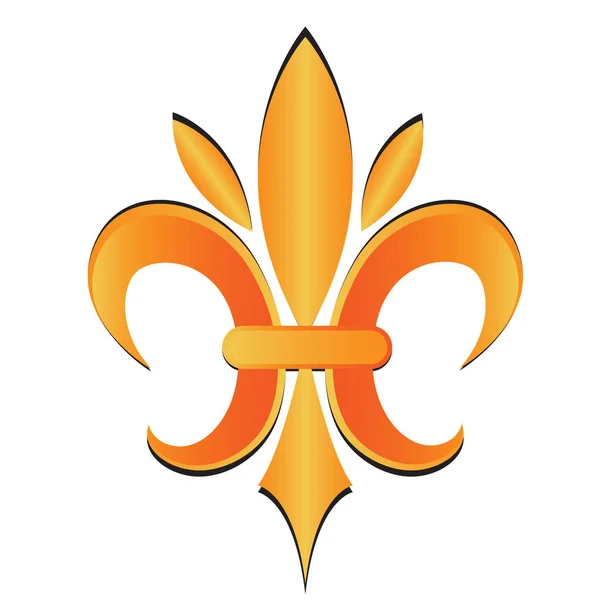 Gold Fleur Lis Nouvelle Orléans Symbole Fleur Logo Icône Vecteur — Image vectorielle