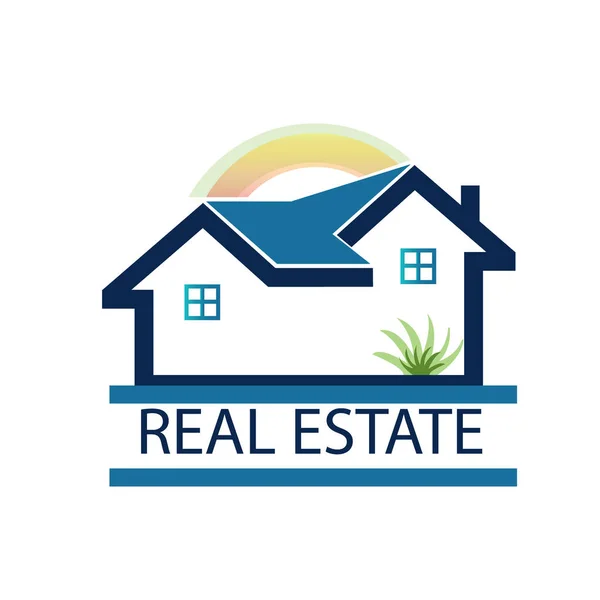Real Estate Logo House Sun Icon Vector Image — Stock Vector