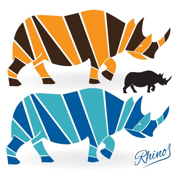 Σύνολο Ρινόκερος Ιπποπόταμος Ζώων Διάρθρωσης Decal Ταπετσαρία — Διανυσματικό Αρχείο