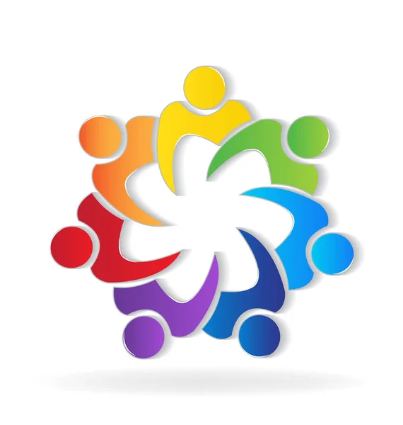 Teamwork Unie Mensen Embleembeeld Levendige Kleuren Vector — Stockvector