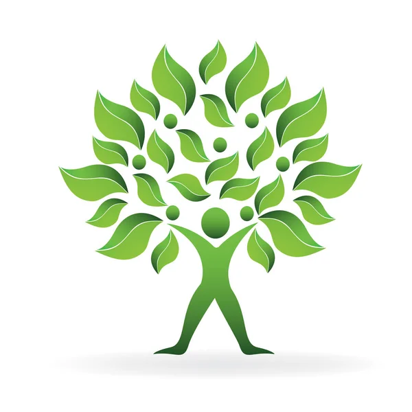 木人エコロジー概念ロゴ — ストックベクタ
