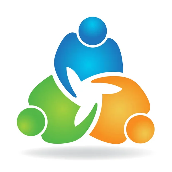Teamwork Handdruk Business Mensen Logo Vector Pictogramafbeelding — Stockvector