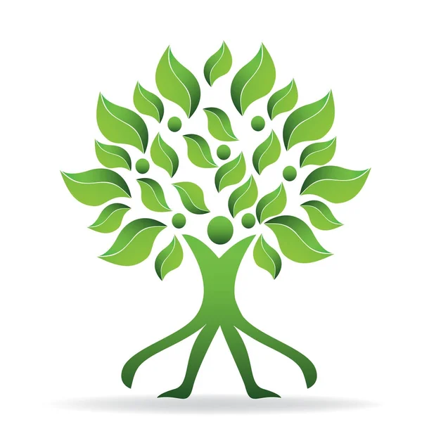 Ecología árbol verde y logotipo del hombre — Archivo Imágenes Vectoriales