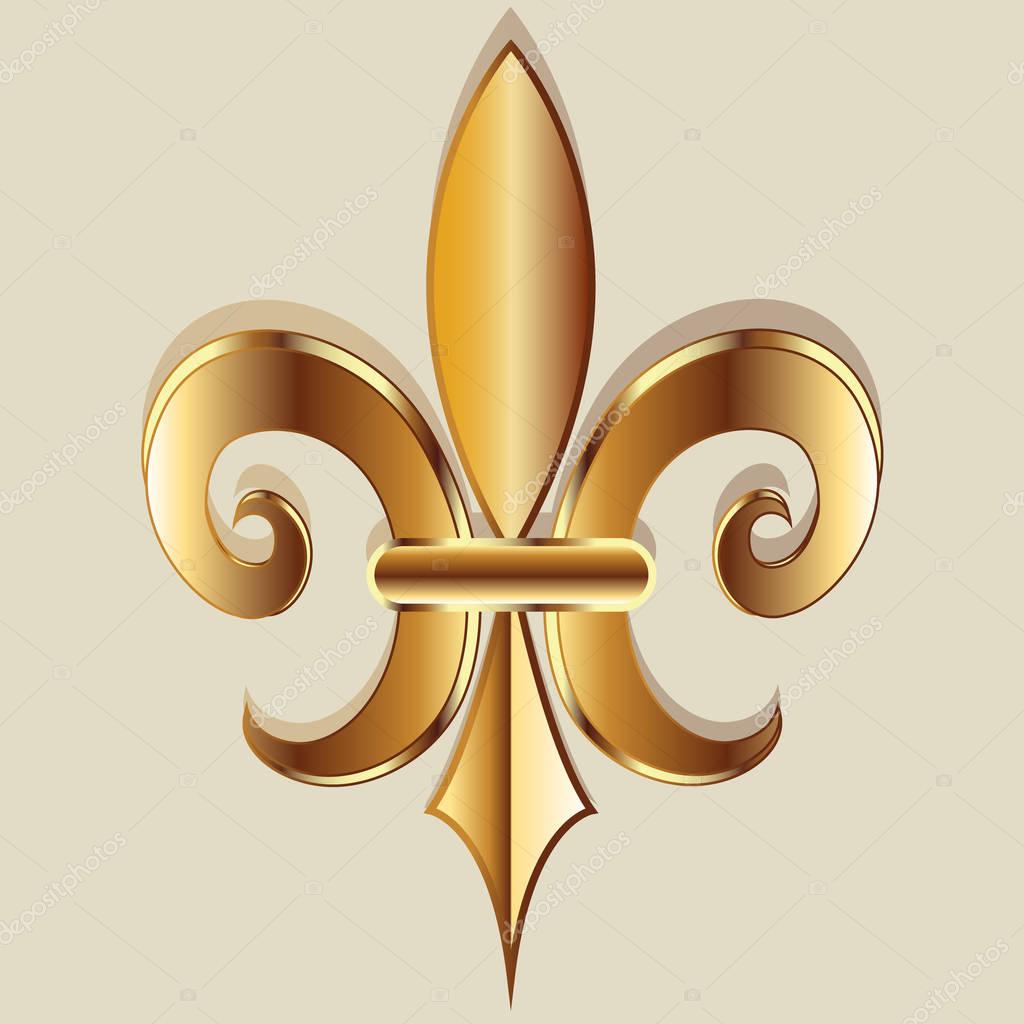 Symbol Fleur Lis New Orleans Golden Symbol Flower Logo Icon — Stock ...