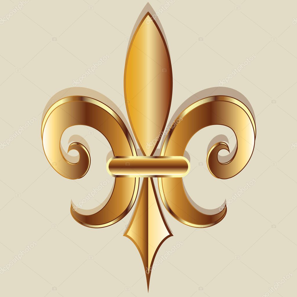 Symbol Fleur De Lis. New Orleans golden symbol flower logo icon vector image template
