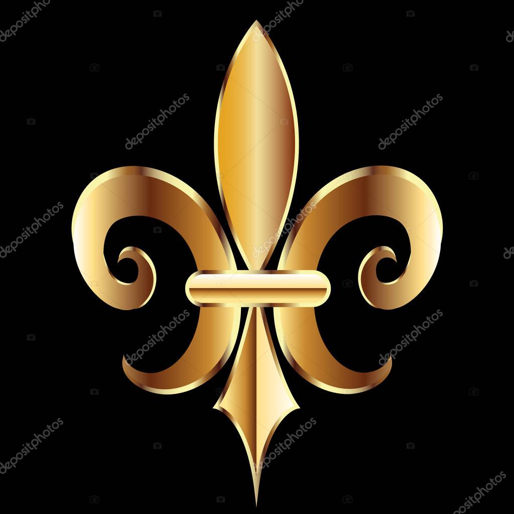 Symbol Fleur De Lis. New Orleans golden symbol flower logo icon vector image template