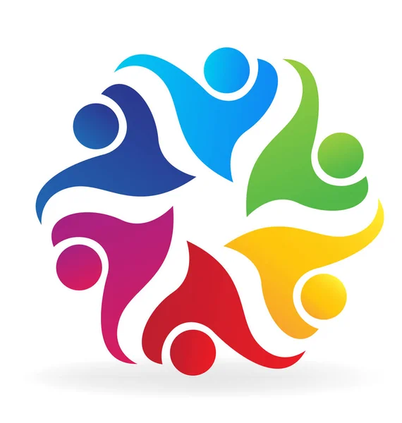 Teamarbeit Herz Liebe Umarmung Menschen Logo Hintergrund Vektor Design — Stockvektor