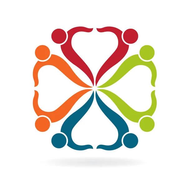 Herz Liebe Paar Teamarbeit Logo Identität Visitenkarte Symbol Vektor — Stockvektor