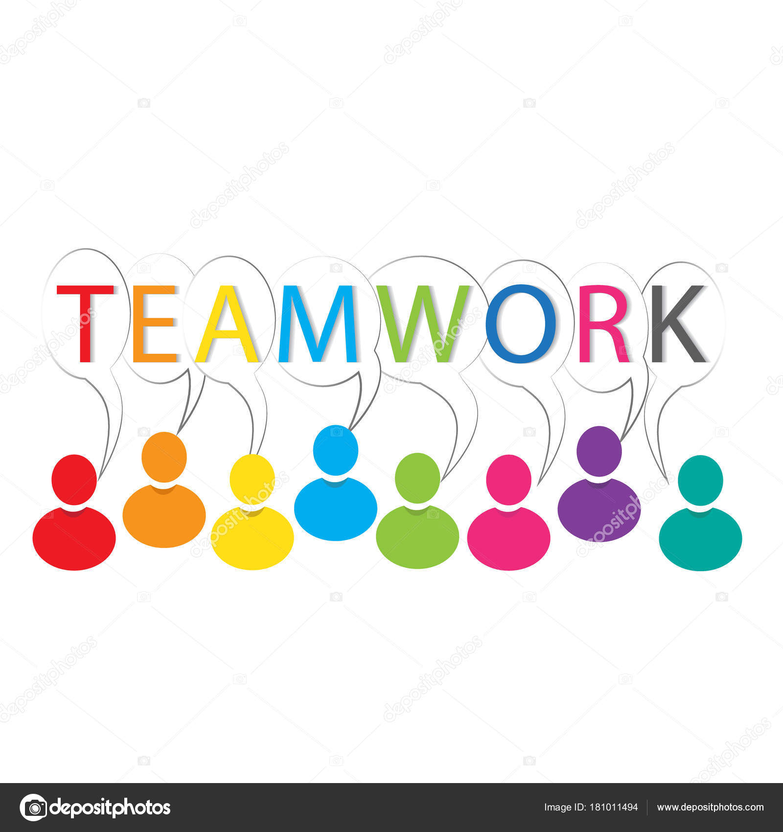 Teamwork Words Colorful People Logo Vector Stock Vector Image by