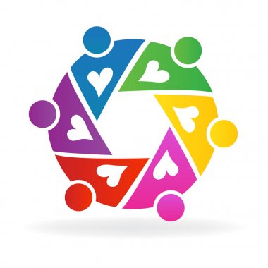 Logo çalışması renkli insanlar aşk ile birlikte çalışma