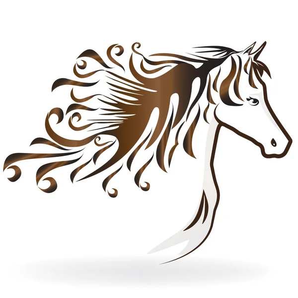Pferdesilhouette Mit Wirbelndem Haar Symbol Logo Vektor Design — Stockvektor