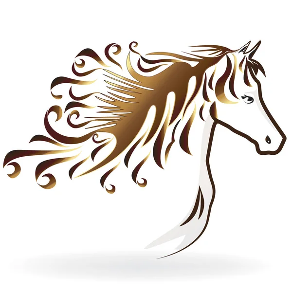 Cavallo Con Icona Capelli Vorticosa Logo Vettoriale Design — Vettoriale Stock