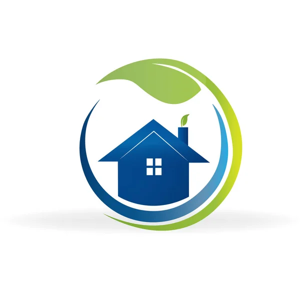 Οικολογία Σπίτι Ακίνητων Περιουσιών Εικόνα Λογότυπο Φορέα Σχεδιασμού — Διανυσματικό Αρχείο
