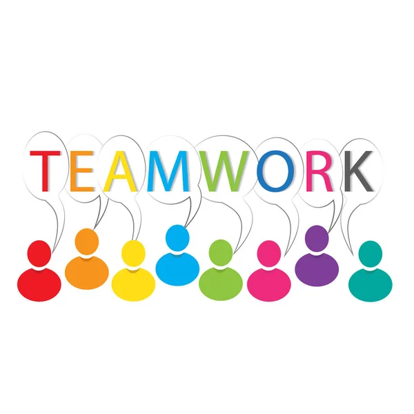 Teamwork Woorden Kleurrijke Mensen Logo Vector — Stockvector